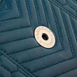 Pre Owned Bvlgari Teal Quilted Scaglie Leather Small Serpenti Forever Shoulder Bag