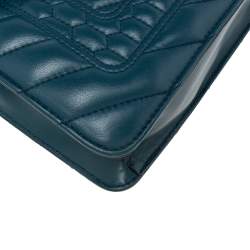 Pre Owned Bvlgari Teal Quilted Scaglie Leather Small Serpenti Forever Shoulder Bag