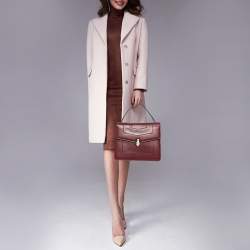 Bvlgari Burgundy Leather Serpenti Forever Top Handle Bag