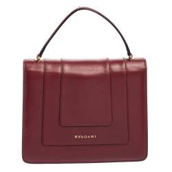 Bvlgari Burgundy Leather Serpenti Forever Top Handle Bag