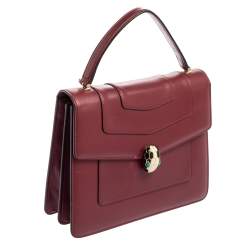 Bvlgari Burgundy Leather Serpenti Forever Top Handle Bag