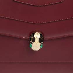 Bvlgari Burgundy Leather Serpenti Forever Top Handle Bag