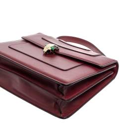 Bvlgari Burgundy Leather Serpenti Forever Top Handle Bag