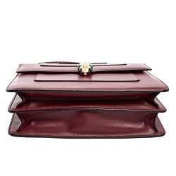 Bvlgari Burgundy Leather Serpenti Forever Top Handle Bag