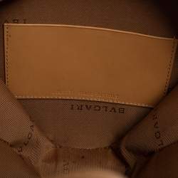 Bvlgari Brown/Beige Leather and Canvas Zero 1 Round Clutch Bag