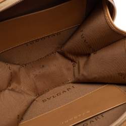 Bvlgari Brown/Beige Leather and Canvas Zero 1 Round Clutch Bag