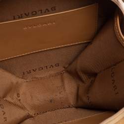 Bvlgari Brown/Beige Leather and Canvas Zero 1 Round Clutch Bag