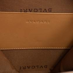 Bvlgari Brown/Beige Leather and Canvas Zero 1 Round Clutch Bag