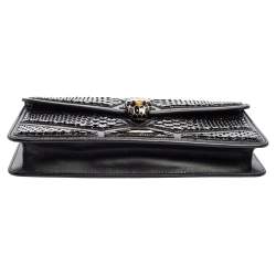 Bvlgari Black Leather And Python Serpenti Forever Chain Clutch