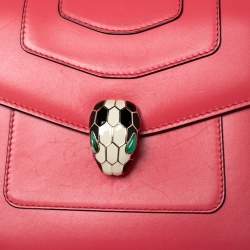 Bvlgari Pink Leather Serpenti Forever Flap Top Handle Bag