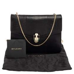 Bvlgari Black Karung Serpenti Forever Flap Shoulder Bag