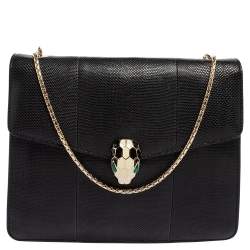 Bvlgari Black Karung Serpenti Forever Flap Shoulder Bag
