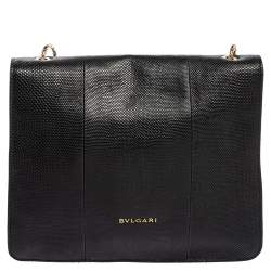 Bvlgari Black Karung Serpenti Forever Flap Shoulder Bag