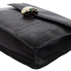 Bvlgari Black Karung Serpenti Forever Flap Shoulder Bag