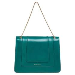 Bvlgari Green Leather Large Serpenti Forever Shoulder Bag