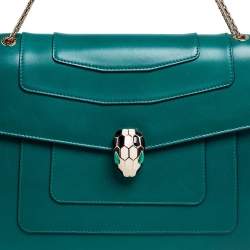 Bvlgari Green Leather Large Serpenti Forever Shoulder Bag