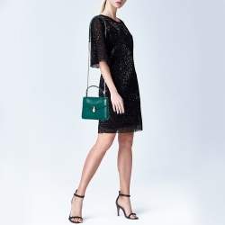 Bvlgari Green Leather Serpenti Forever Top Handle Bag