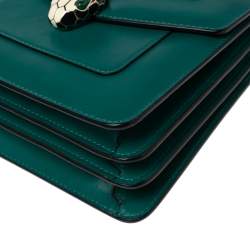 Bvlgari Green Leather Serpenti Forever Top Handle Bag