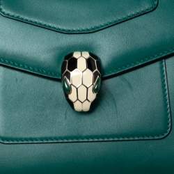 Bvlgari Green Leather Serpenti Forever Top Handle Bag