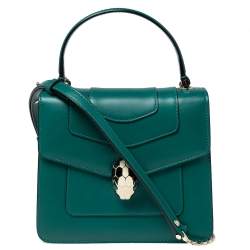Bvlgari Green Leather Serpenti Forever Top Handle Bag