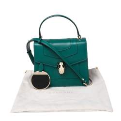 Bvlgari Green Leather Serpenti Forever Top Handle Bag