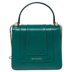 Bvlgari Green Leather Serpenti Forever Top Handle Bag