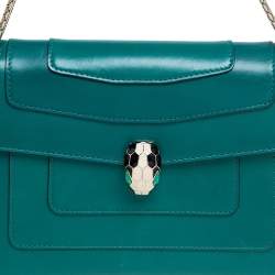 Pre Owned حقيبة كتف بلغاري سيربنتي فوريفر جلد أخضر إميرالد متوسطة