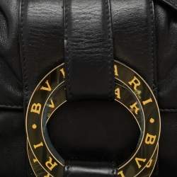 Bvlgari Black Leather Flap Shoulder Bag