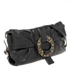 Bvlgari Black Leather Flap Shoulder Bag