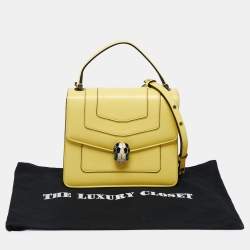 Pre Owned Bvlgari Yellow Leather Serpenti Forever Flap Top Handle Bag