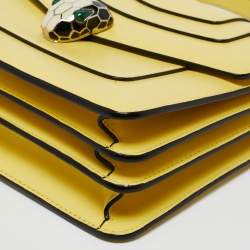 Pre Owned Bvlgari Yellow Leather Serpenti Forever Flap Top Handle Bag