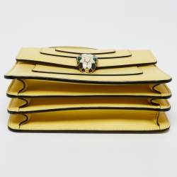 Pre Owned Bvlgari Yellow Leather Serpenti Forever Flap Top Handle Bag