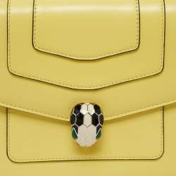 Pre Owned Bvlgari Yellow Leather Serpenti Forever Flap Top Handle Bag