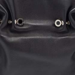 Pre Owned Bvlgari Black Pleated Leather Chain Shoulder Bag