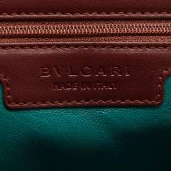 Bvlgari Brown Pleated Leather And Python Satchel