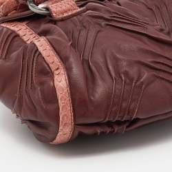 Bvlgari Brown Pleated Leather And Python Satchel