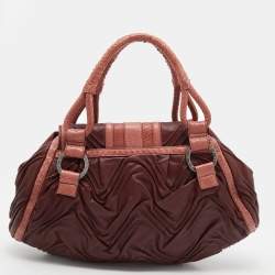 Bvlgari Brown Pleated Leather And Python Satchel