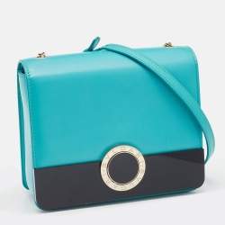 Pre Owned Bvlgari Turquoise Leather Crossbody Bag