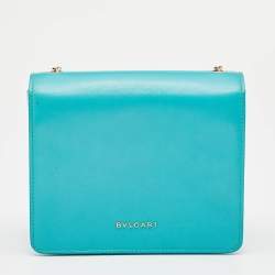 Pre Owned Bvlgari Turquoise Leather Crossbody Bag