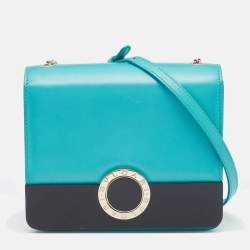 Pre Owned Bvlgari Turquoise Leather Crossbody Bag