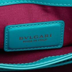 Pre Owned Bvlgari Turquoise Leather Crossbody Bag
