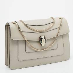 Bvlgari Off-White Leather Medium Serpenti Forever Shoulder Bag