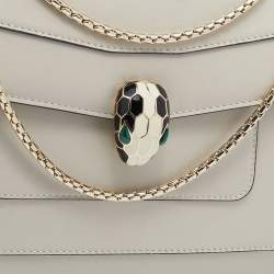 Bvlgari Off-White Leather Medium Serpenti Forever Shoulder Bag