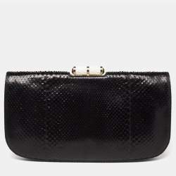 Bvlgari Black Python Leather Lipstick Clutch