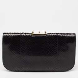Bvlgari Black Python Leather Lipstick Clutch