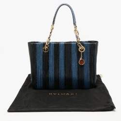 Bvlgari Blue/Black Python And Leather Chain Handle Tote