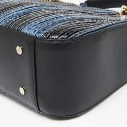 Bvlgari Blue/Black Python And Leather Chain Handle Tote