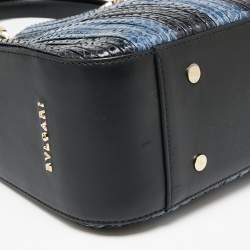 Bvlgari Blue/Black Python And Leather Chain Handle Tote