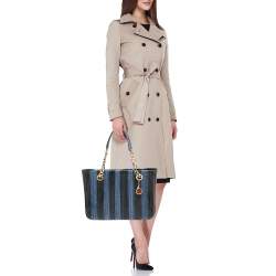 Bvlgari Blue/Black Python And Leather Chain Handle Tote