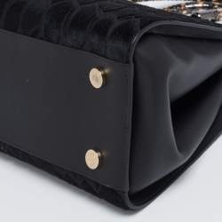 Pre Owned Bvlgari Black Leather and Calf Hair Serpenti Scaglie Tote